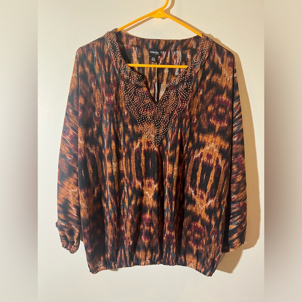 Rafaella‎ Petite animal print 3/4 dolman sleeve top women’s M lightweight casual